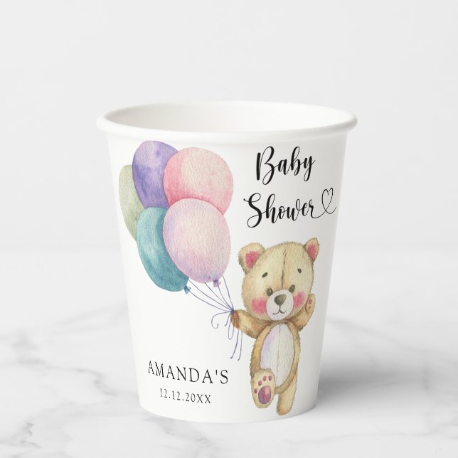 Teddy bear balloons - Baby Shower Paper Cups (Front)
