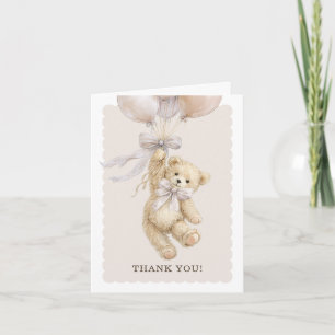 Teddy Bear Balloons Baby Shower Thank You Cards