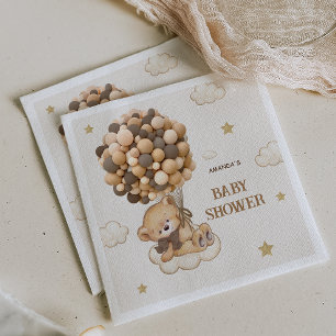 Teddy Bear balloons beige brown   Napkin