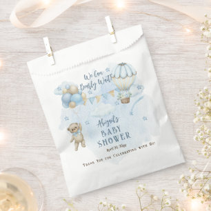 Teddy Bear Balloons Boy Bearly Wait Baby Shower  Favour Bag