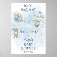 Teddy Bear Balloons Boy Bearly Wait Baby Shower 