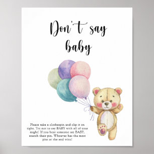 Teddy bear balloons - Don't say baby Poster