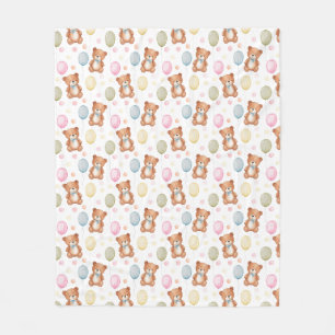 Teddy Bear & Balloons Fleece Blanket – Soft & Cozy
