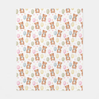 Teddy Bear & Balloons Fleece Blanket – Soft & Cozy