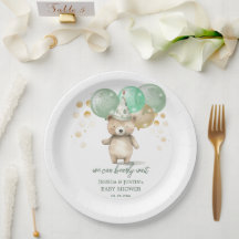 Teddy Bear Balloons Green Gold Baby Shower