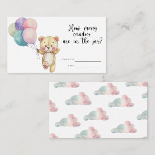 Teddy bear balloons - guess how many candies Enclosure Card