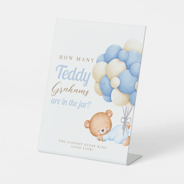 Teddy Bear Balloons How Many Grahams  Pedestal Sign (Front)