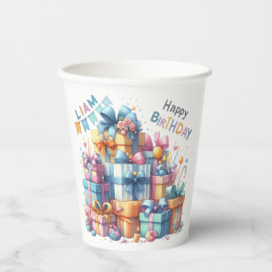 Teddy Bear Balloons Kids Photo Birthday Paper Cups