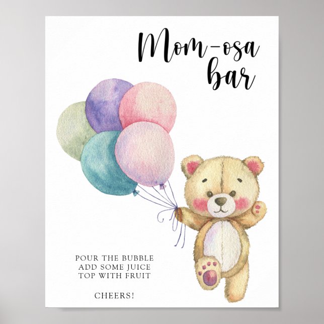 Teddy bear balloons - Mom-osa bar Poster (Front)