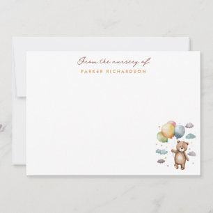 Teddy Bear & Balloons Nursery Orange Thank You Card