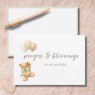 Teddy Bear Balloons Shower Prayers For Baby Card