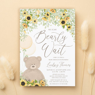 Teddy Bear Balloons Sunflower Baby Shower Invitation