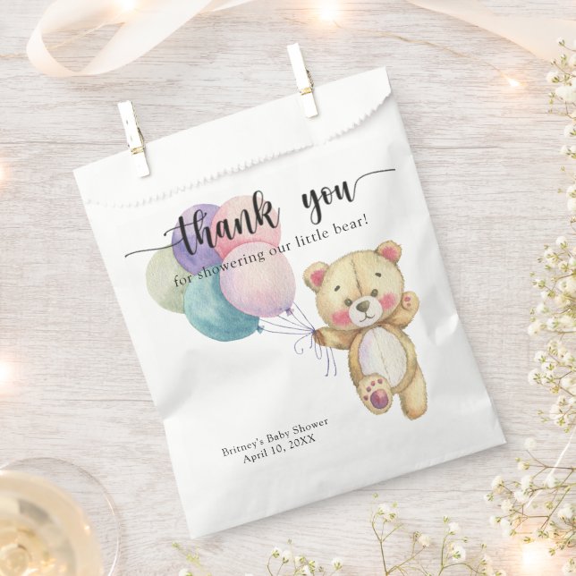 Teddy bear balloons - thank you favour bag (Clipped)