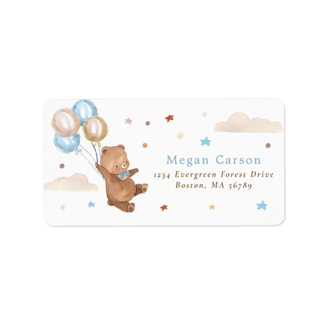 Teddy Bear Bearly Wait Baby Shower Decor Address Label (Front)