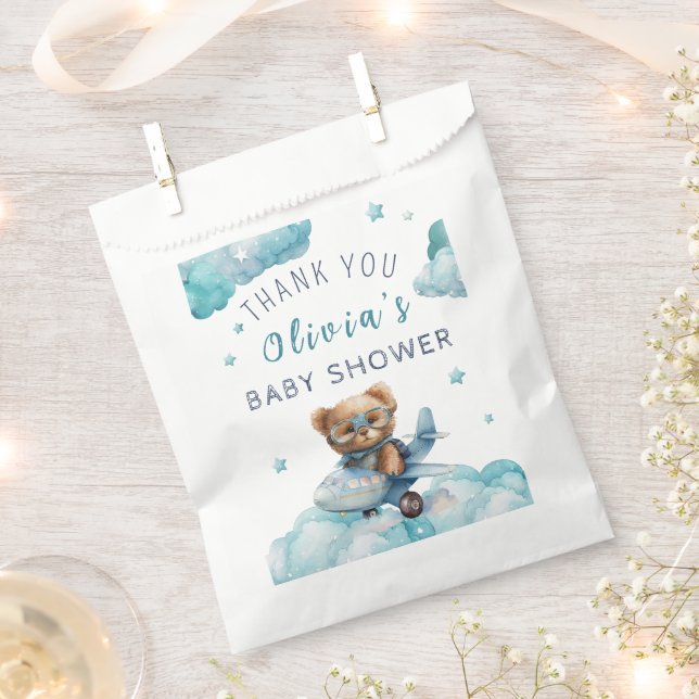 Teddy Bear Bearly Wait  Baby Shower Favour Bag (Clipped)