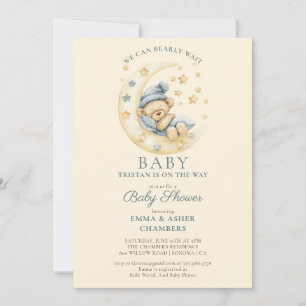Teddy Bear Bearly Wait Baby Shower Invitation