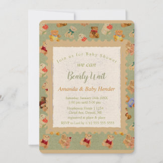 Teddy Bear Bearly Wait Baby Shower Invitation