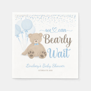 Teddy Bear Bearly Wait Confetti Boy Baby Shower Napkin