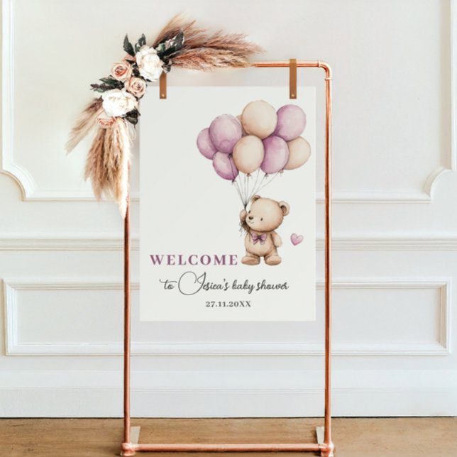 Teddy Bear Bearly Wait Violet Beige Balloon Poster (Creator Uploaded)