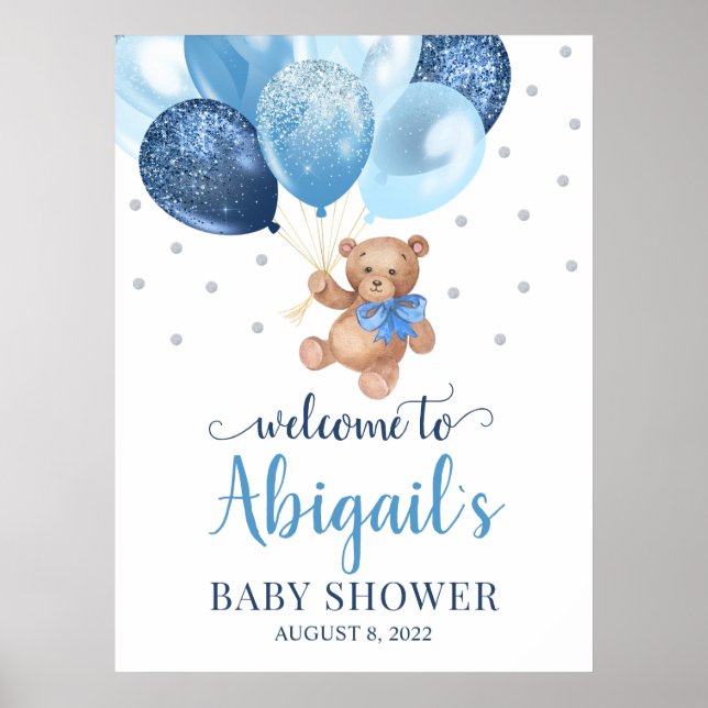 Teddy Bear Bearly Wait Welcome Baby Shower  Poster (Front)