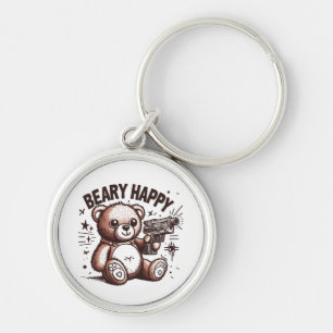 Teddy Bear Beary Happy Keychain