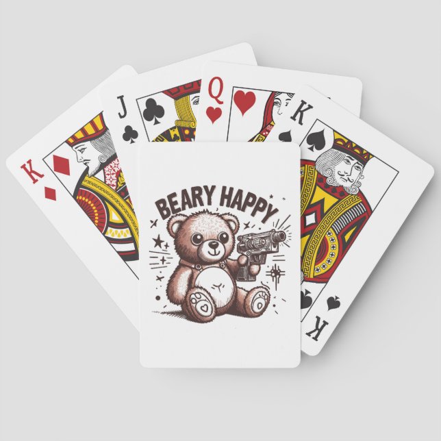 Teddy Bear Beary Happy Playing Cards (Back)