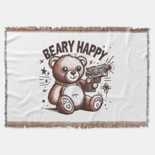 Teddy Bear Beary Happy Throw Blanket
