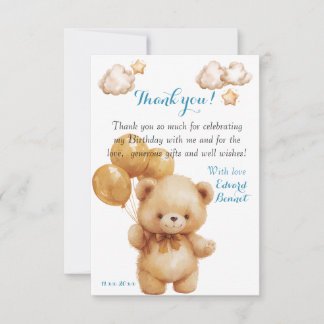 Teddy Bear Beige Balloon  Thank You Card