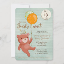 Teddy Bear, Bird and Balloons Baby Shower