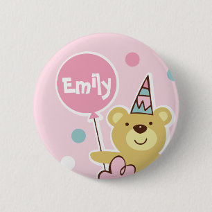 Teddy Bear Birthday Button - Customized