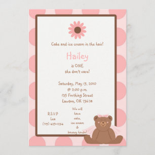 Teddy Bear Birthday Girl Invitations