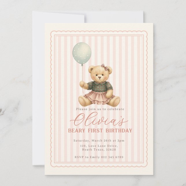 Teddy Bear Birthday Invitation (Front)