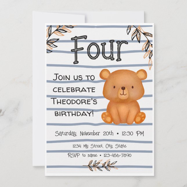 Teddy Bear Birthday Invitation (Front)