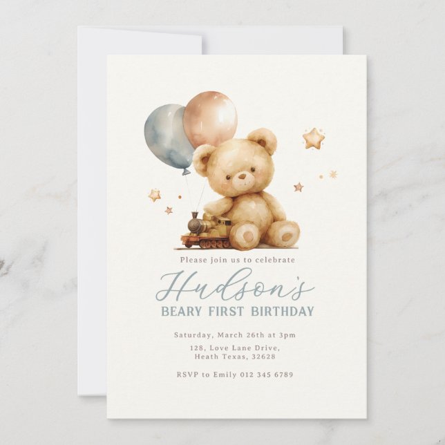 Teddy Bear Birthday Invitation (Front)
