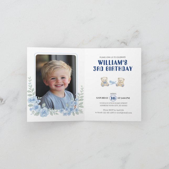 Teddy Bear Birthday Party Invitation (Inside)