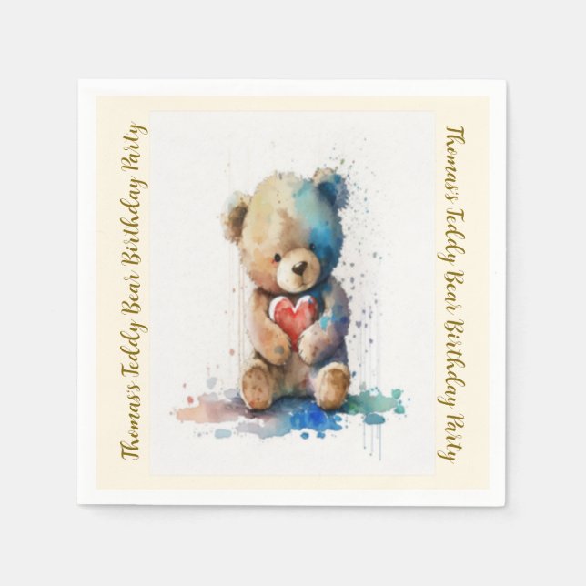 Teddy Bear Birthday Party Napkin (Front)