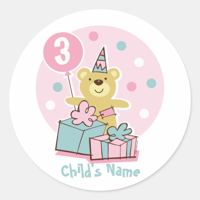 Teddy Bear Birthday Sticker - Customized (Front)