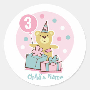 Teddy Bear Birthday Sticker - Customized
