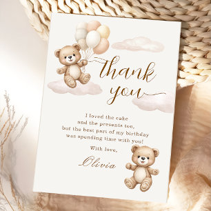 Teddy Bear Birthday Thank You Card