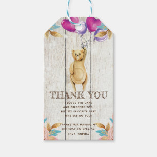 Teddy Bear Birthday Thank you Rustic Gift Tags