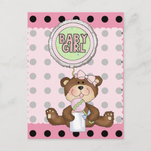 Teddy Bear Black Dot on Pink Postcard