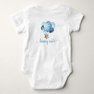 Teddy Bear Blue and Silver Balloons Baby Bodys Bodysuit