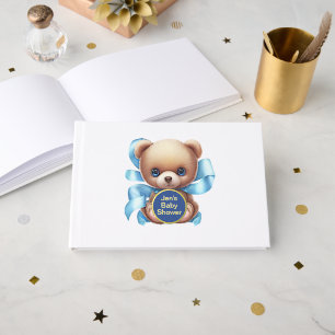 Teddy Bear Blue Baby Shower Guest Book