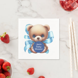 Teddy Bear Blue Baby Shower Napkin