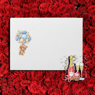 Teddy Bear Blue Balloon Baby Shower  Envelope