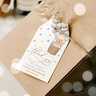Teddy Bear Blue Balloon Bearly Wait Baby Shower Gift Tags