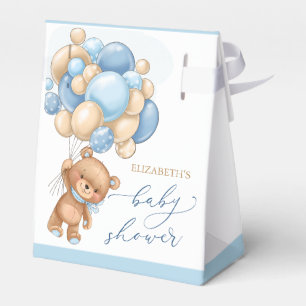 Teddy Bear Blue Balloons Baby Shower Favour Box