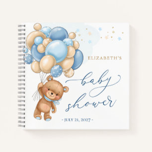 Teddy Bear Blue Balloons Baby shower Livre d'invit