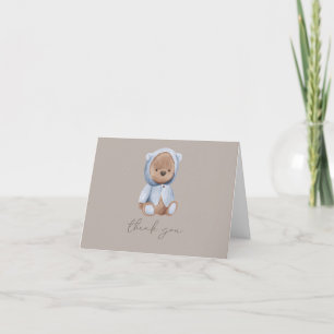 Teddy Bear - Blue, Brown, Neutral Thank You Card