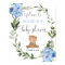 Teddy bear blue floral baby shower welcome sign